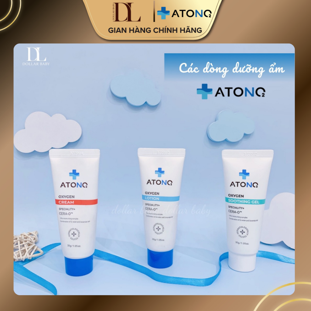 Bộ Sản Phẩm Dưỡng Ẩm Hữu Cơ Atono 2 Oxygen Gel/Lotion/Cream Công Nghệ Cera-O™