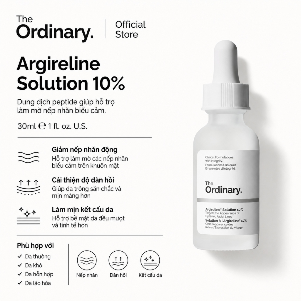 [The Ordinary Official] Argireline Solution 10% 30ML | Giảm nếp nhăn, làm mịn da, hỗ trợ da săn chắc