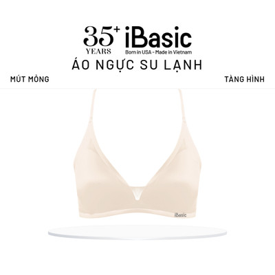Áo ngực không gọng su mút mỏng tàng hình iBasic không đường may phối lưới phom tam giác BRAY103