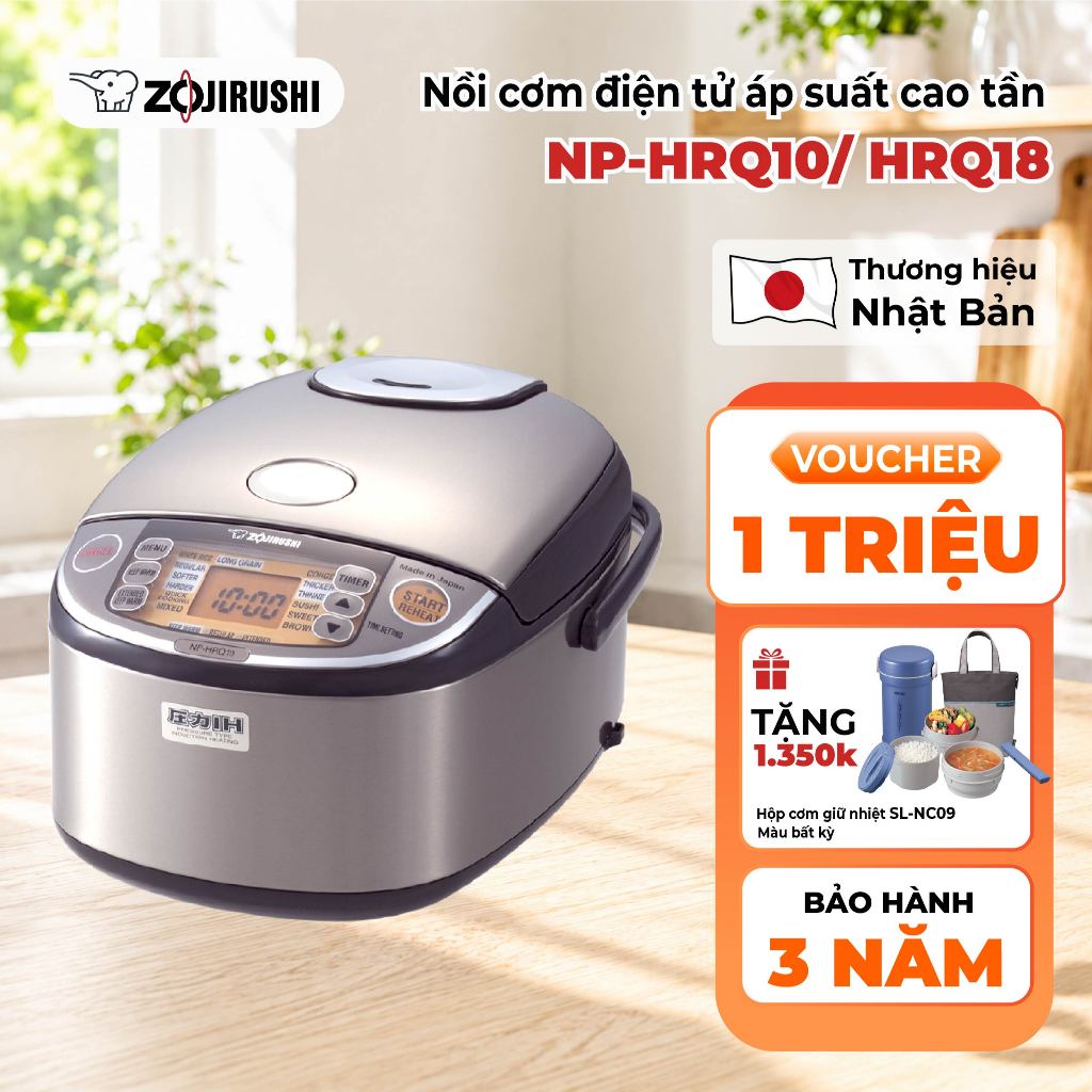 Nồi Cơm Điện Tử Áp Suất Cao Tần ZOJIRUSHI NP-HRQ10-XT 1L, sản xuất tại Nhật, bảo hành 3 năm
