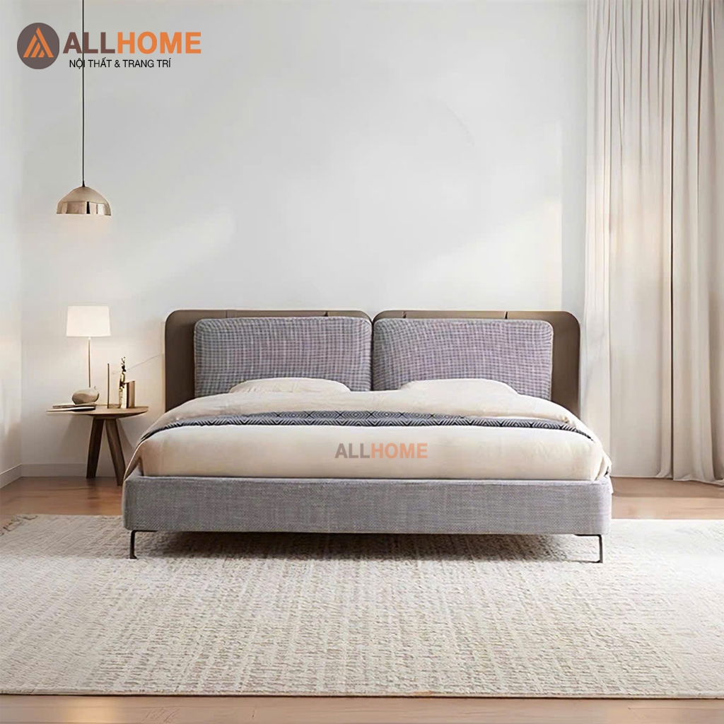 Giường Ngủ Bọc Da Mã GA21 ALLHOME Hàng Cao Cấp Phong Cách Hiện Đại Châu Âu, Có Đủ Size