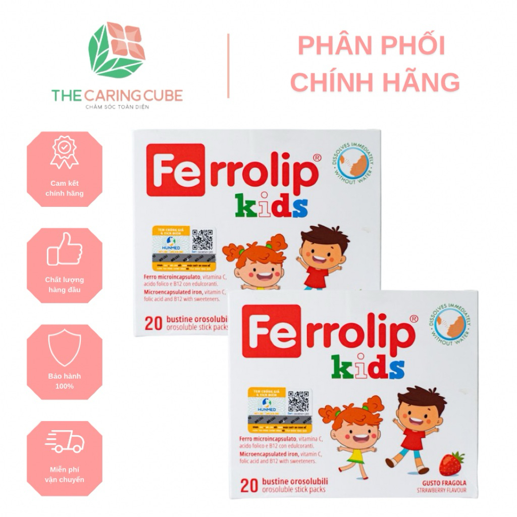 Sắt gói Ferrolip Kids cho bé từ 1 tuổi hộp 20 gói