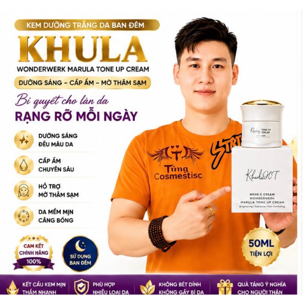 Kem Dưỡng Da Ban Đêm KHULA Wonderwerk Marula Tone Up Cream 50ml | Kem Dưỡng Ẩm Peptide Niacinamide M