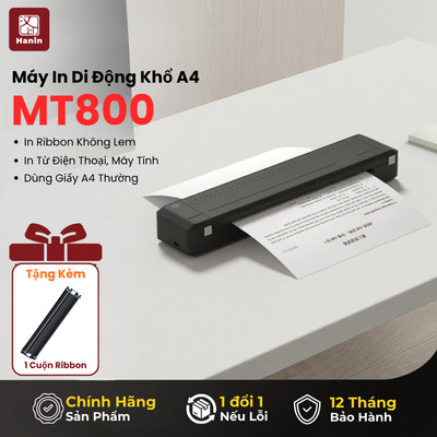 Máy In A4 Di Động MT800 In Giấy Thường Không Lem Mực, In 2 Mặt, In Từ Điện Thoại, Máy Tính | Hanin