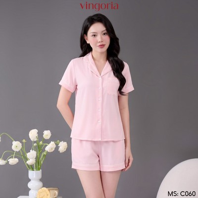 Đồ bộ mặc nhà Pijama cotton VINGO/VINGORIA tay ngắn xuân hè C060
