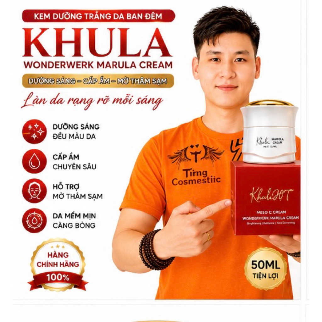 Kem Dưỡng Da Ban Đêm KHULA Wonderwerk Marula Cream 50ml | Kem Dưỡng Ẩm Marula Hỗ Trợ Làm Sáng Da Mờ 