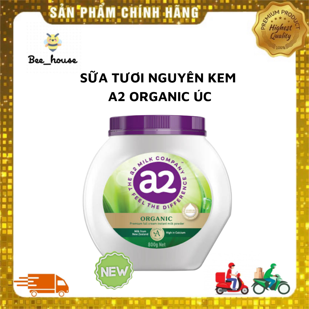 Sữa bột A2 nguyên kem hữu cơ cao cấp A2 Organic Premium Full Cream 800gr