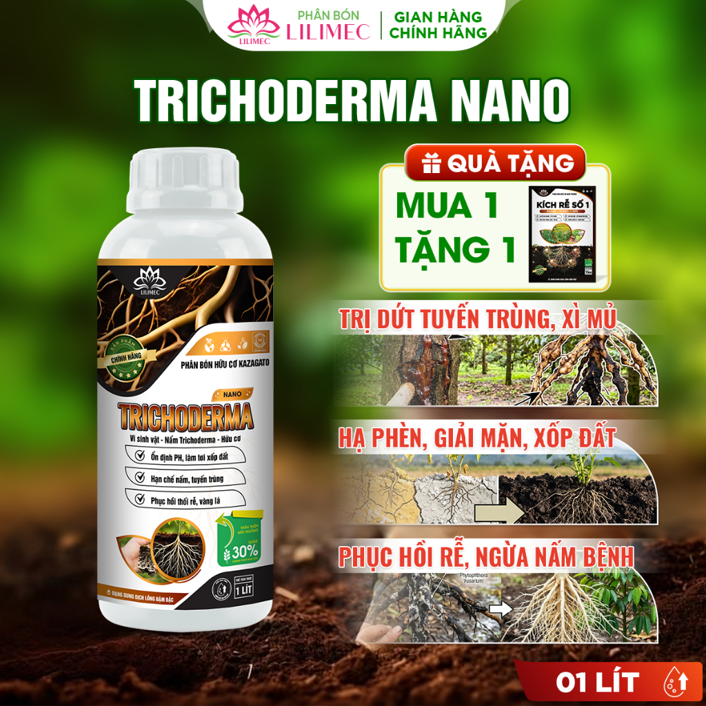 Phân Bón Trichoderma Nano – Diệt Nấm, Phục Hồi Rễ Hư, Ngừa Thối Rễ, Cây Khỏe Nhanh