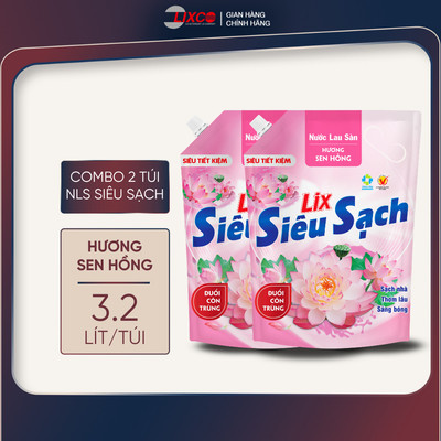 Combo 2 túi nước lau sàn Lix siêu sạch các hương 3.2L/túi cho nền nhà sạch bóng, đuổi côn trùng, ngát hương