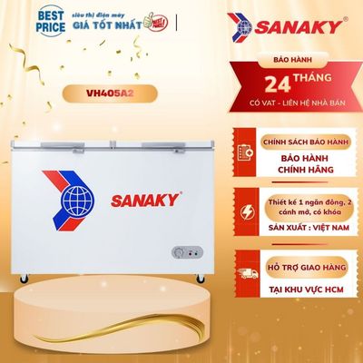 Tủ Đông Sanaky VH-405A2 – 400 Lít, 1 Ngăn Đông, Dàn Lạnh Nhôm, Gas R600A, Bảo Hành 24 Tháng