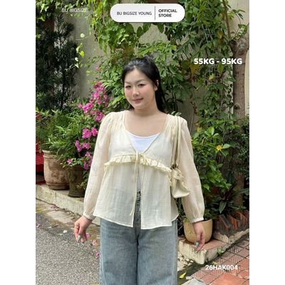 Áo khoác tơ mỏng bèo vát chéo Bigsize ( 55kg-95kg)- 26HAK004- [ BU Bigsize Young ]