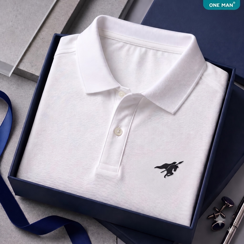 Áo Polo Nam Nữ ONE MAN 100% Cotton Hình In Nổi Logo Kỳ Lân Form Suông Basic Cao Cấp Lịch Lãm Dễ Phối