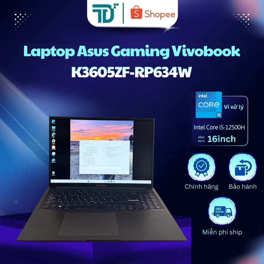 Laptop Asus Gaming Vivobook K3605ZF-RP634W i5-12500H/16GB/512GB/16"/Nvidia GeForce RTX2050 4GB/Win11