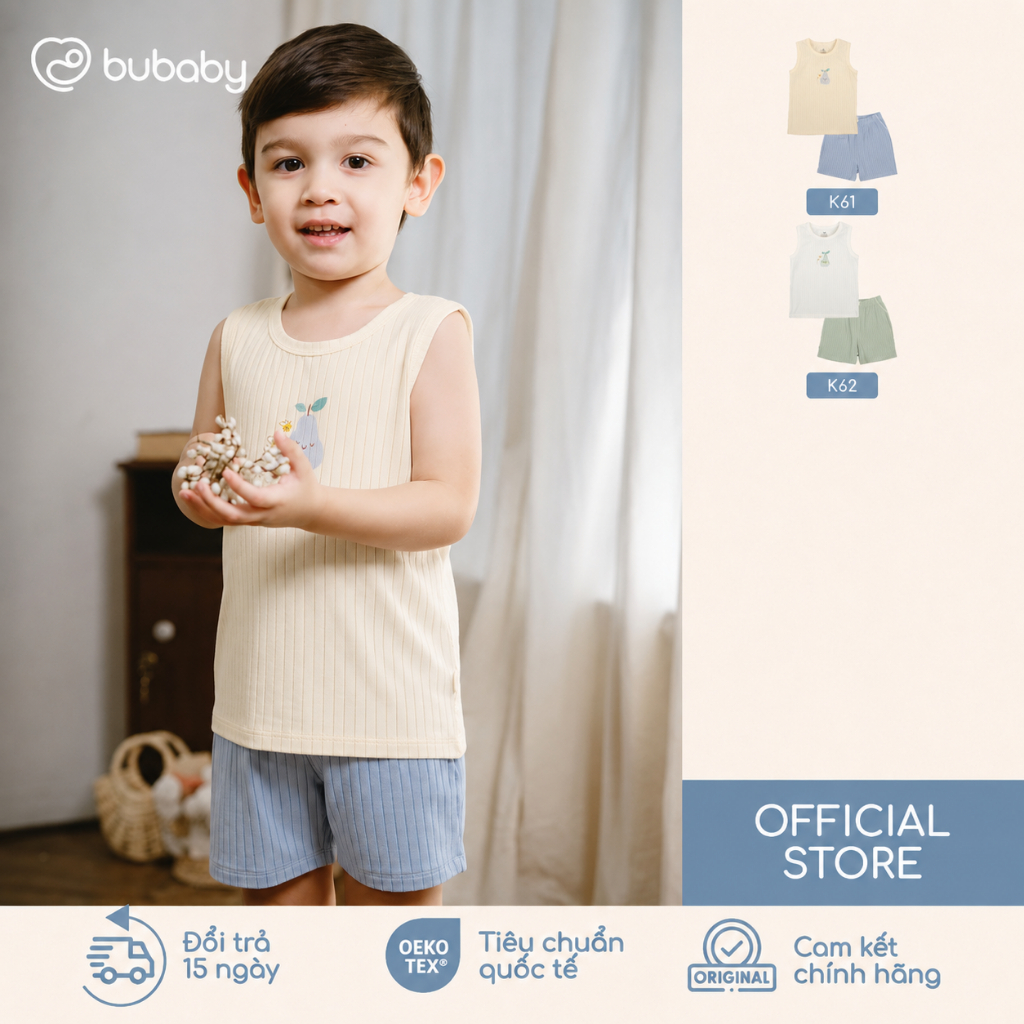 Bubaby | (6M-5Y) Bộ sát nách cổ tròn cho bé yêu Molist - BMD140403 | Quần áo Bubaby Chính hãng