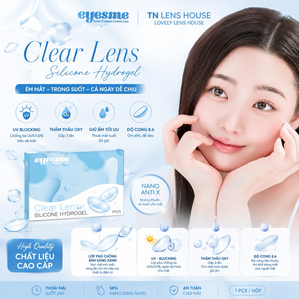 [HOẢ TỐC HCM](GIÁ 1 ĐÔI) LENS TRONG SUỐT HÀN QUỐC EYESME