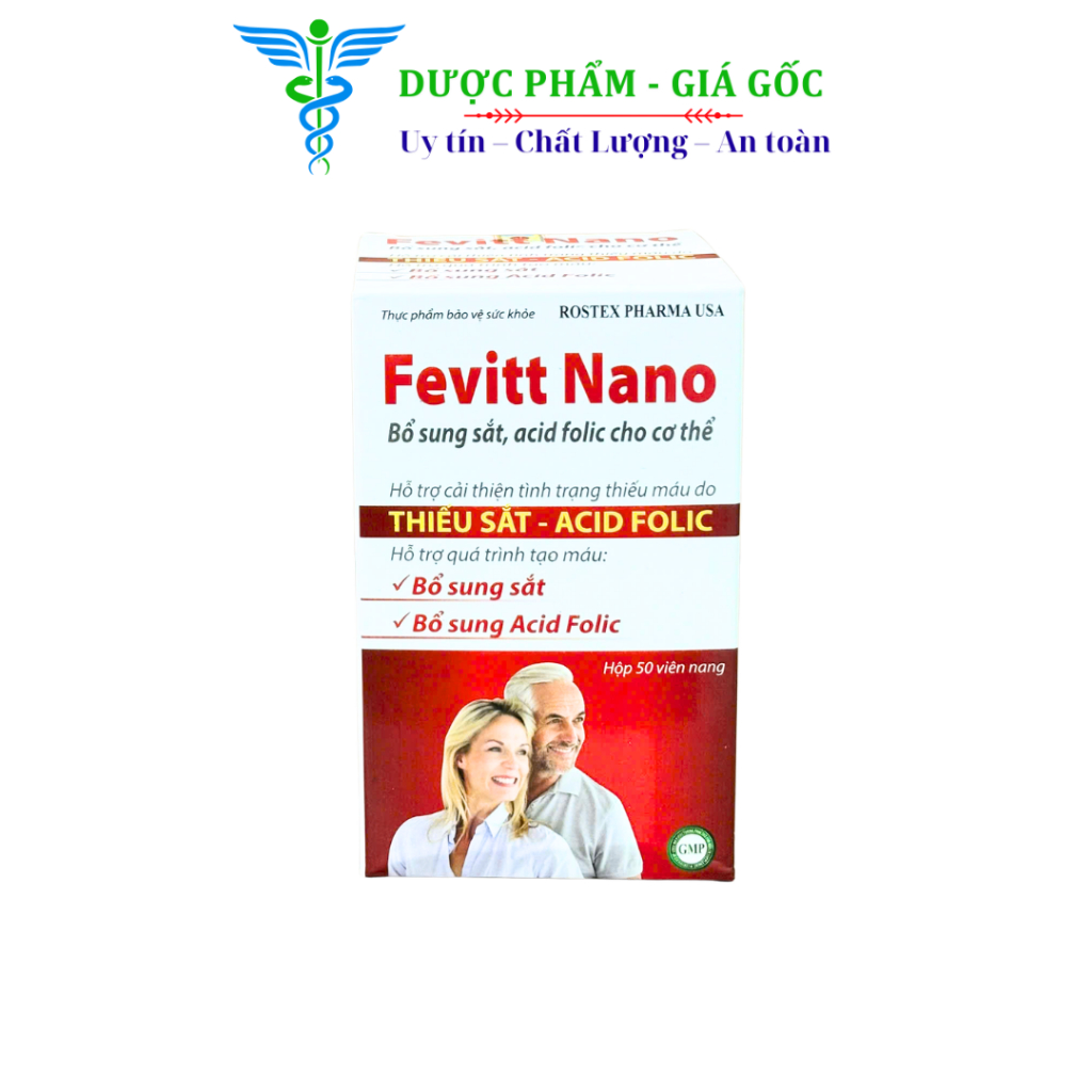 Viên Uống Fevitt Nano  Bổ Sung Sắt Nano Acid Folic Hỗ Trợ Tạo Máu - Hộp 50 viên nang