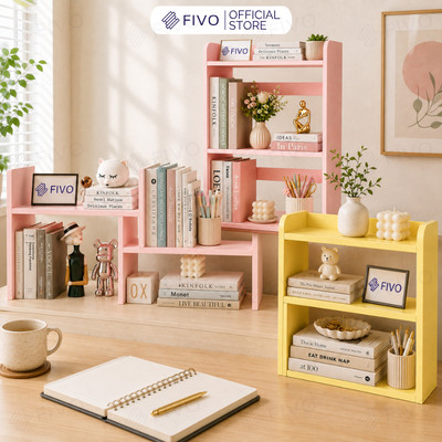 [XẢ KHO SIÊU SALE] Kệ Sách Để Bàn Đa Năng FB22, FB23, FB24 FIVO Màu Hồng Màu Vàng, Vàn Dày Dặn Chắc Chắn, Đa Công Năng