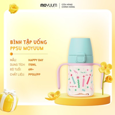 Bình tập uống PPSU Moyuum - Phiên bản Happy Day - 170ml/270ml