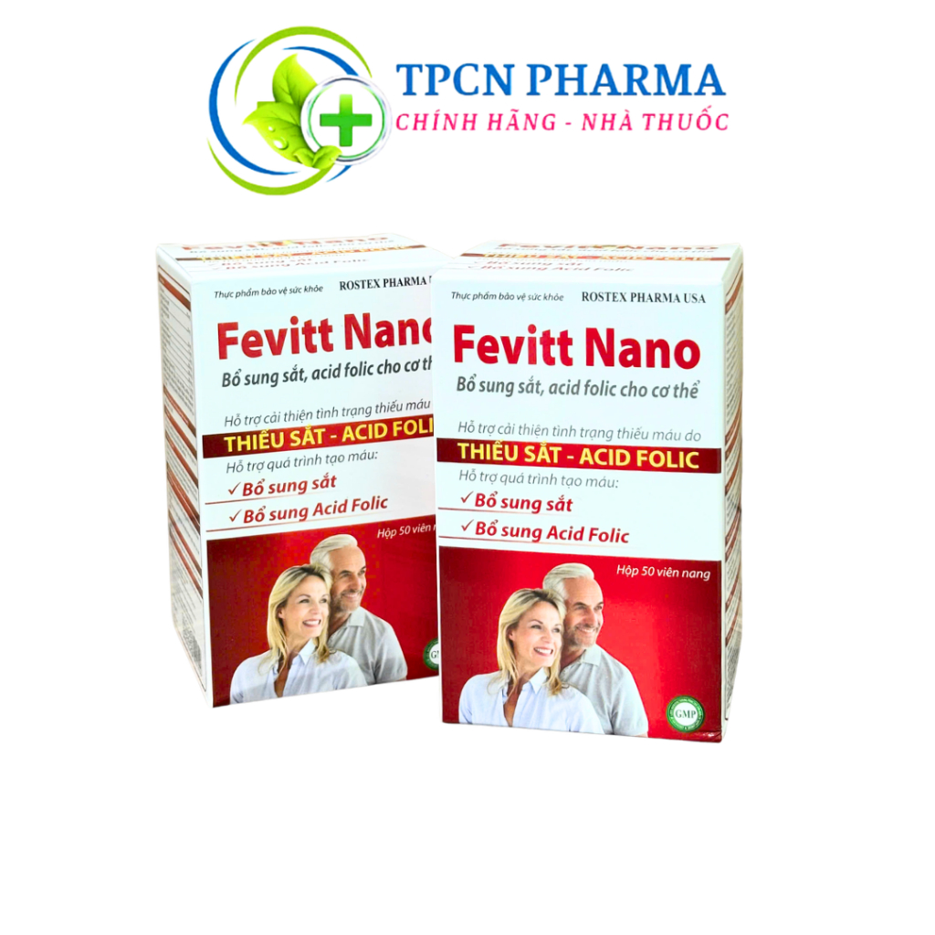 Viên Uống Bổ Máu Fevitt Nano Bổ Sung Sắt Nano Acid Folic Cho Cơ Thể - Chai 50 Viên