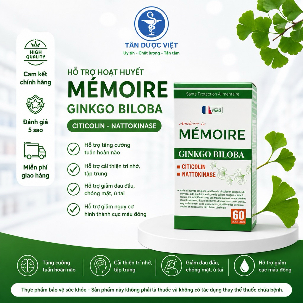 VIÊN UỐNG BỔ NÃO - MEMOIRE - GINKGO BILOBA 600MG