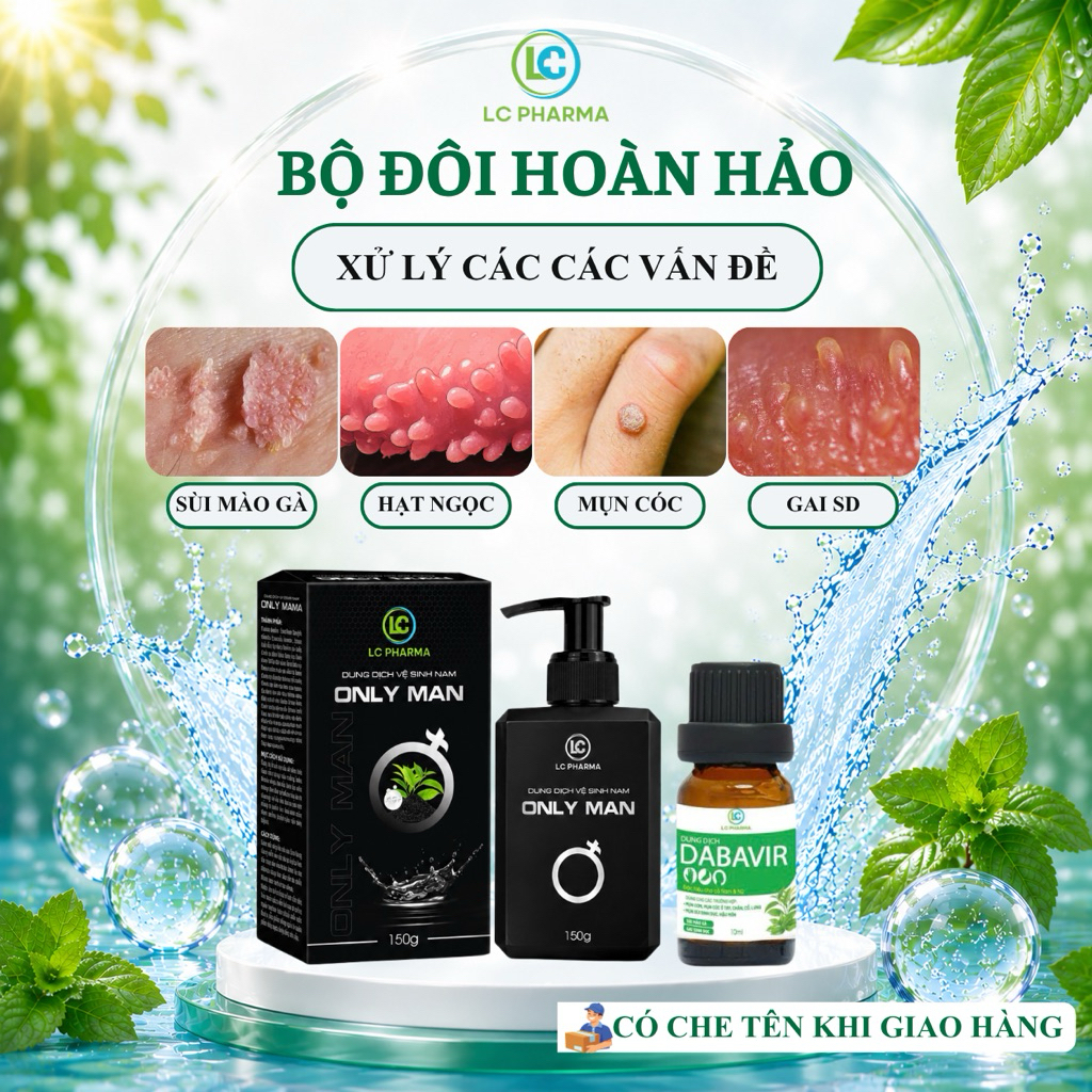 [CÓ CHE TÊN] Combo DDVS ONLY MAN và Chấm TCA DABAVIR - Hỗ trợ các vấn đề hạt ngọc, sùi MG, mụn cóc, 