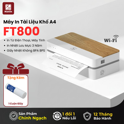 Máy In A4 Thông Minh FT800 In Nhiệt Tốc Độ Cao Tự Động Cắt Giấy, Kết Nối Wifi In Điện Thoại Máy Tính | Hanin