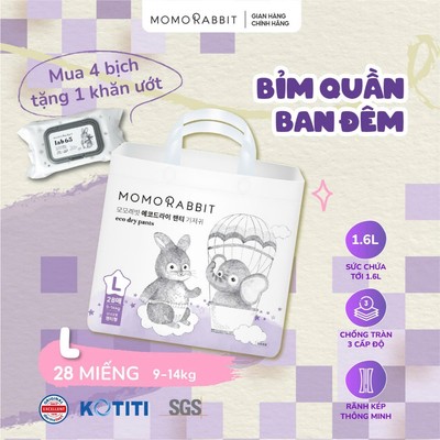 [1 Bịch] Bỉm đêm Momo Rabbit - Size  L/XL/XXL/KIDS