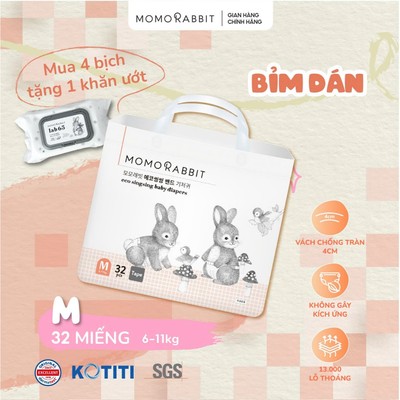Bỉm dán Momo Rabbit - Size M - 32 pcs - 6-11kg