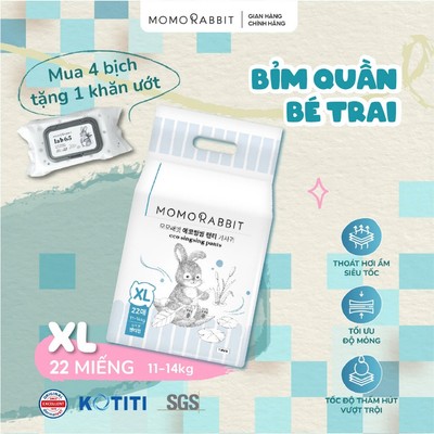 Bỉm quần bé trai Momo Rabbit - Size XL - 22 pcs - 11-14kg+