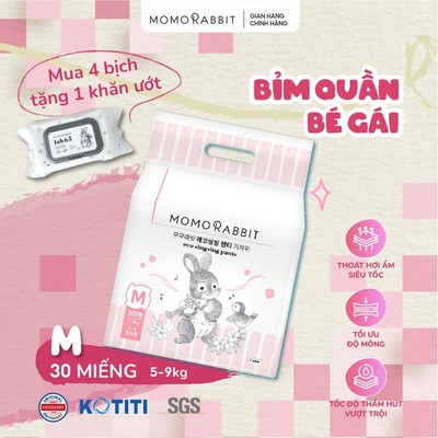 [1 Bịch] Bỉm bé gái Momo Rabbit - Size M/L/XL/XXL