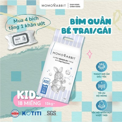 Bỉm quần Momo Rabbit - Size KIDS - 18 pcs - 16kg++