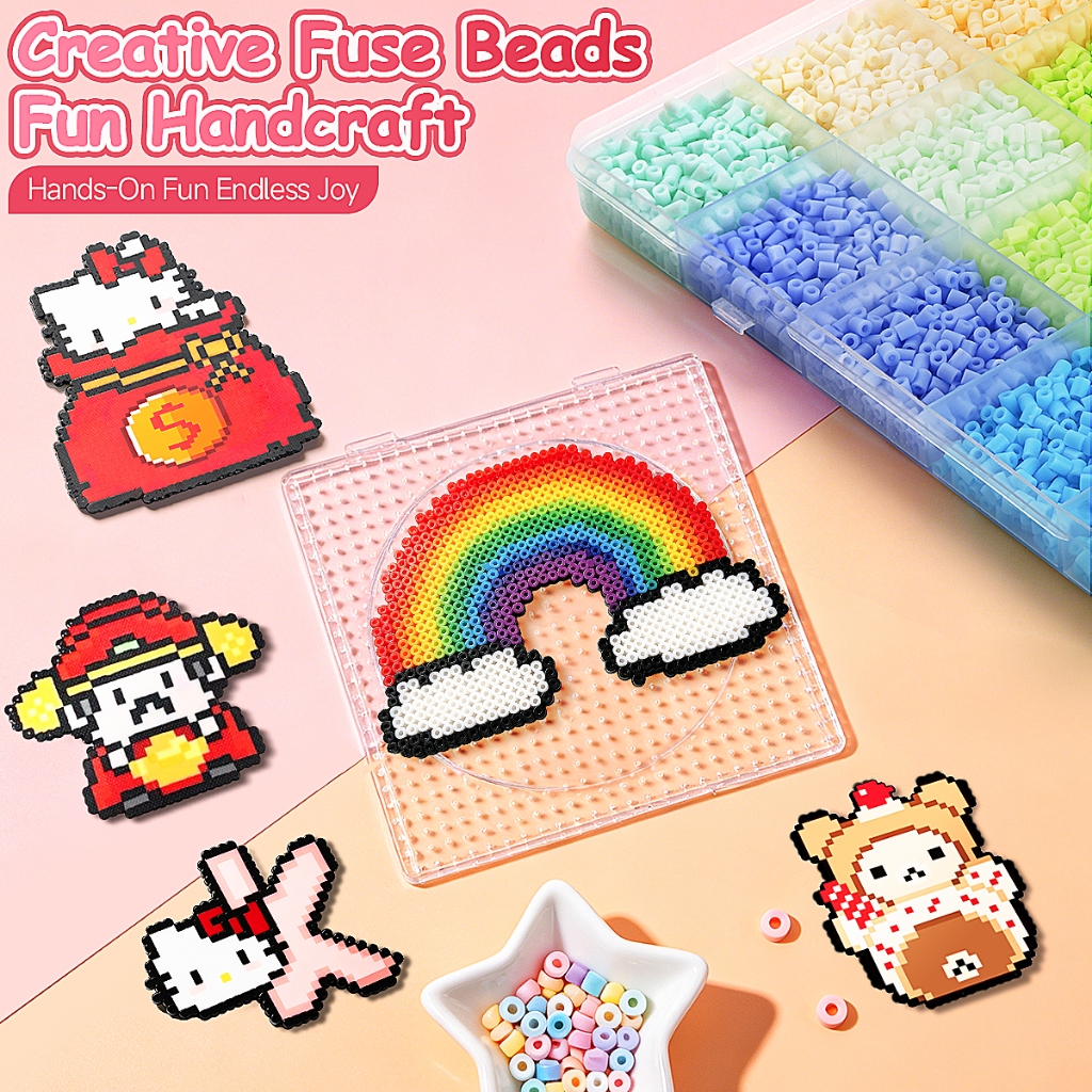 MG Art Supplies Bộ Hạt Nhựa DIY Fuse Beads 24 Màu Đầy Đủ Công Cụ - Hạt Vẽ Pixel Cho Trẻ Em Làm Handm