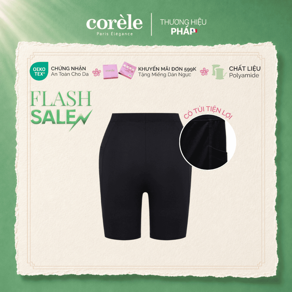 [FLASH SALE 138K] Quần tập lửng có túi dáng Biker, chất liệu dày dặn form ôm, chuẩn OEKO-TEX | CORÈL