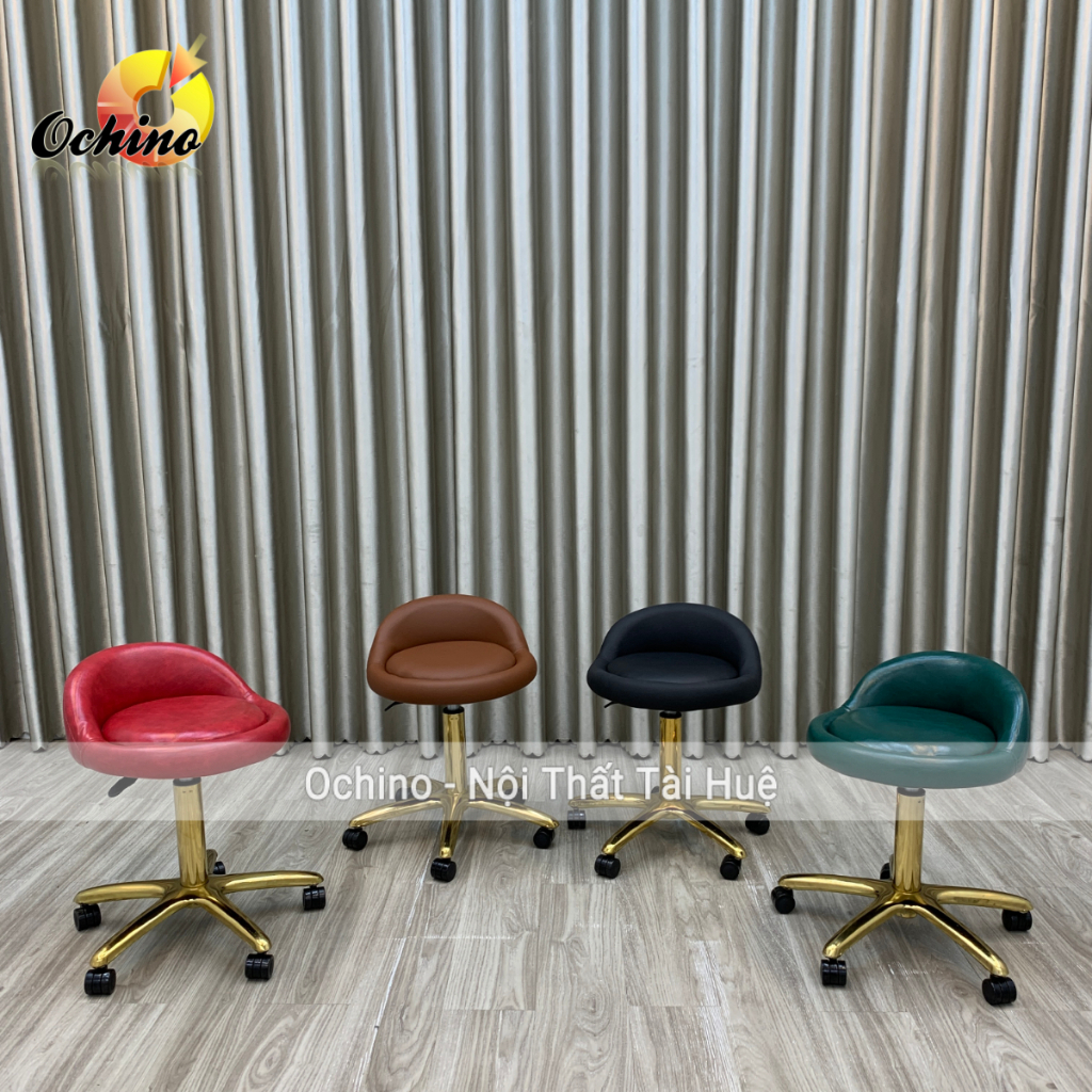 Ghế Spa, Ghế Bar Chân Vàng Xoay 360 Cao Cấp Mẫu Tựa Thấp Điều Cao 40-55cm ( Hình thật shop chụp)