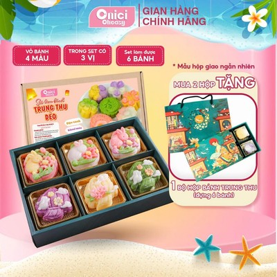 Set làm bánh trung thu DẺO 3 vị nhân nguyên liệu làm bánh ONICI thành phẩm 6 bánh