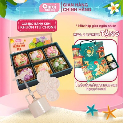 COMBO set làm bánh trung thu dẻo kèm khuôn tự chọn thành phẩm 6 bánh 3 loại nhân ONICI