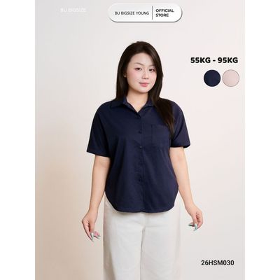 Áo sơ mi đuôi tôm xẻ cao BIGSIZE (55kg đến 95kg) – 26HSM030 - [BU Bigsize Young]
