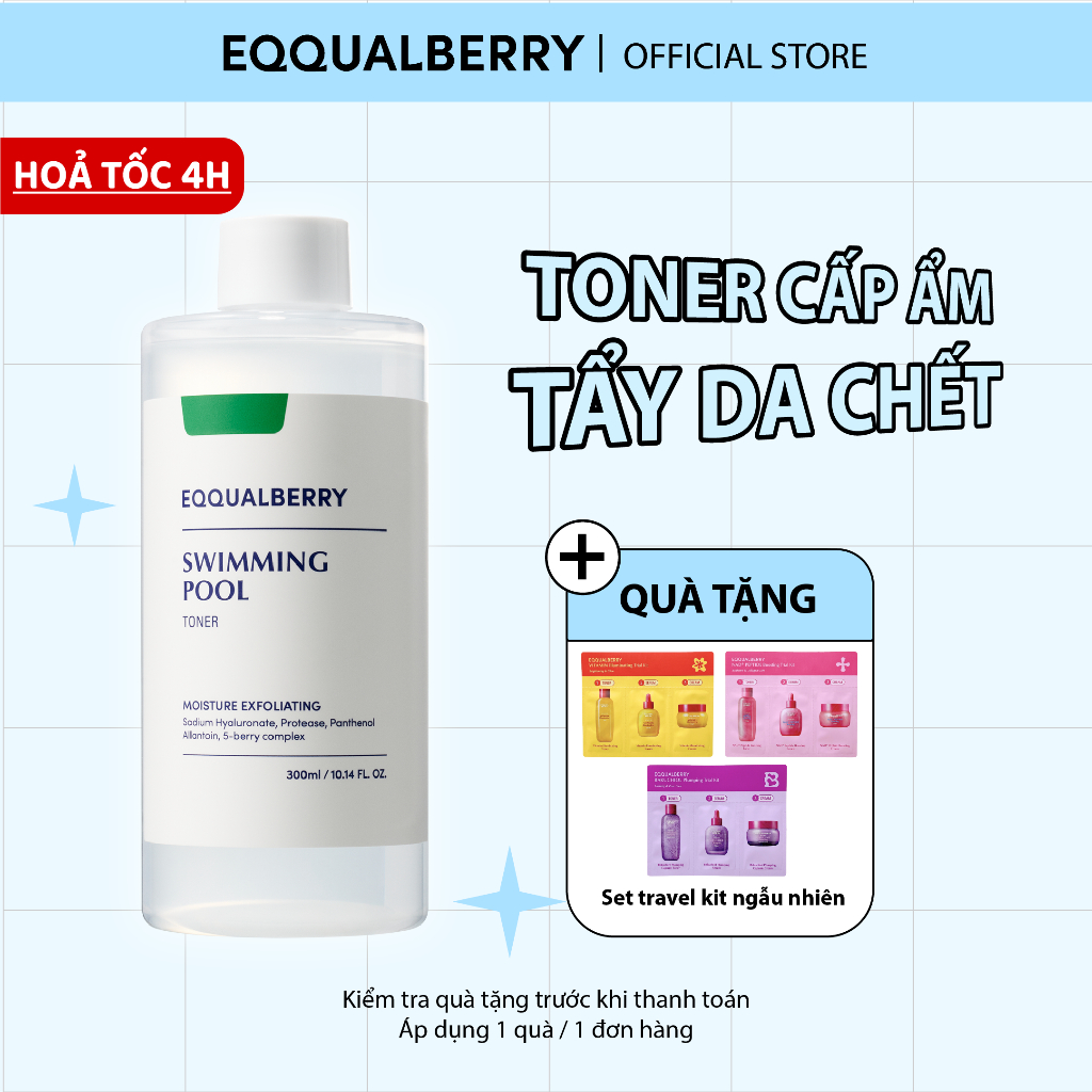 Nước cân bằng da EQQUALBERRY Swimming Pool Toner (155ml/300ml)