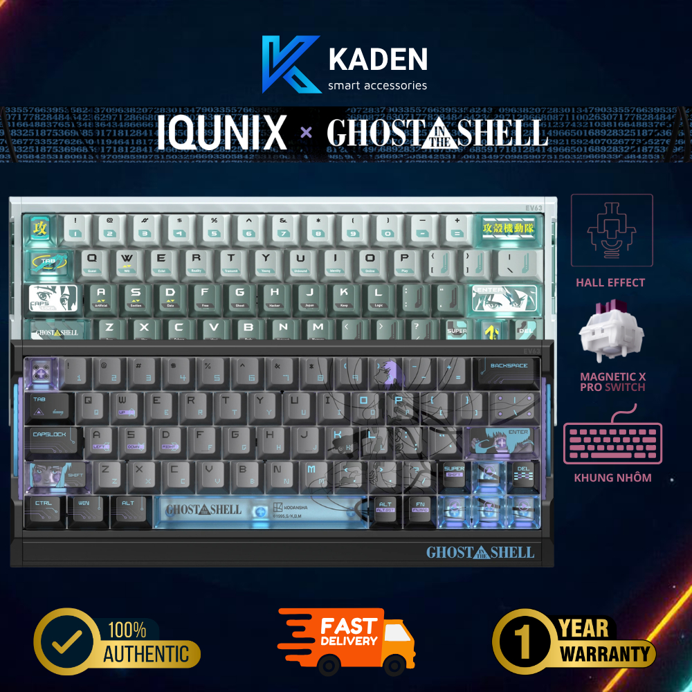 [CHÍNH HÃNG] Bàn Phím Cơ IQUNIX EV63 Ghost in the Shell Hall Effect Rapid Trigger 8000Hz