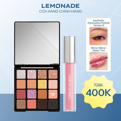 Combo Lemonade bảng mắt 16 ô Aesthetic version 2 và Son tint bóng Mirror Water Tint