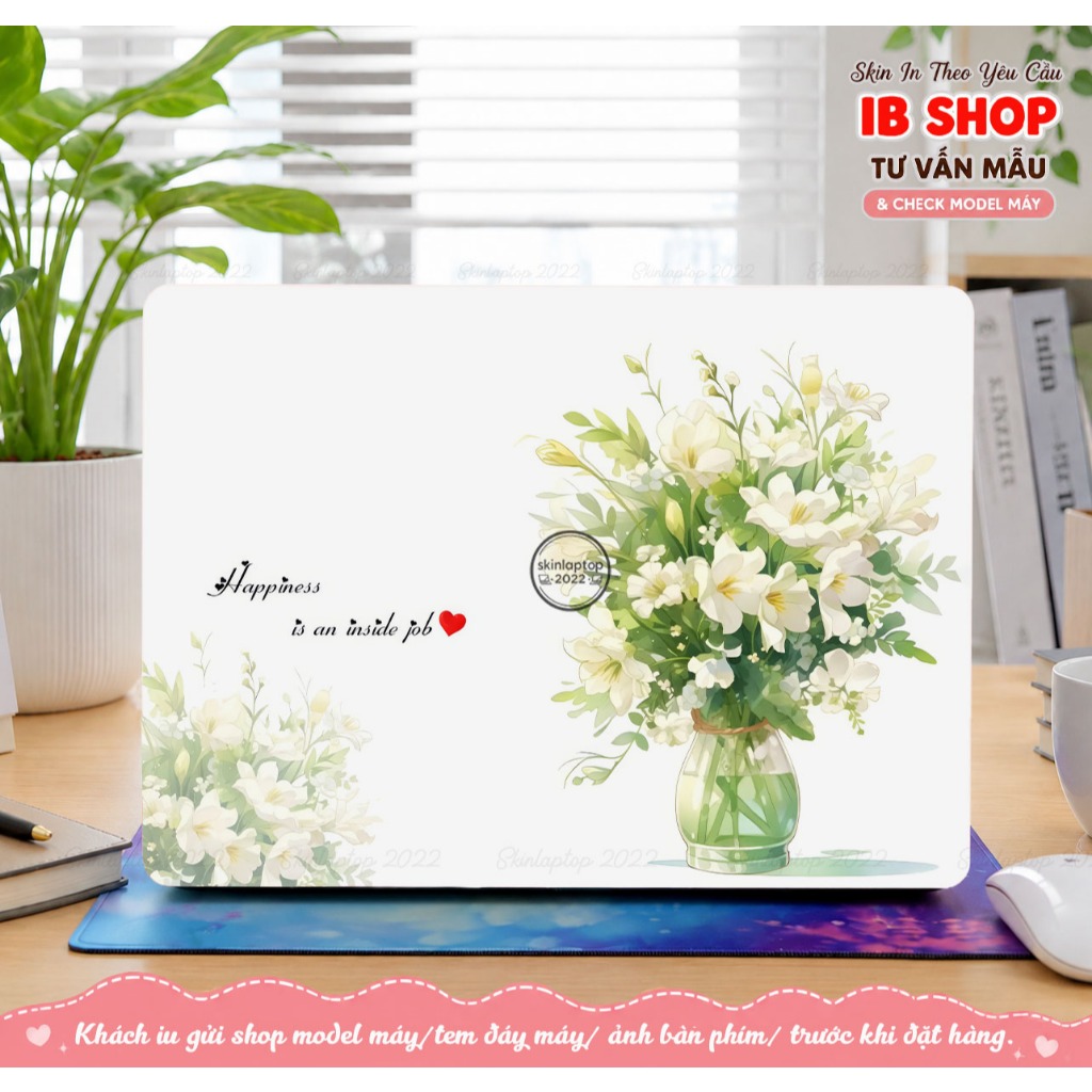 Miếng Dán Skin Laptop Mẫu Hoa Nhẹ Nhàng - Decal Dán cho các dòng laptop Dell…
