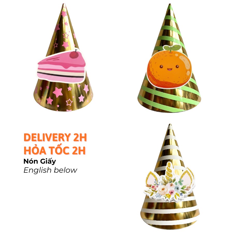Nón Sinh Nhật Nhiều Chủ Đề, Nón Ngựa Hồng, Nón Gà Vàng, Mèo Máy Hoạt Hình - Birthday Hat CCH114