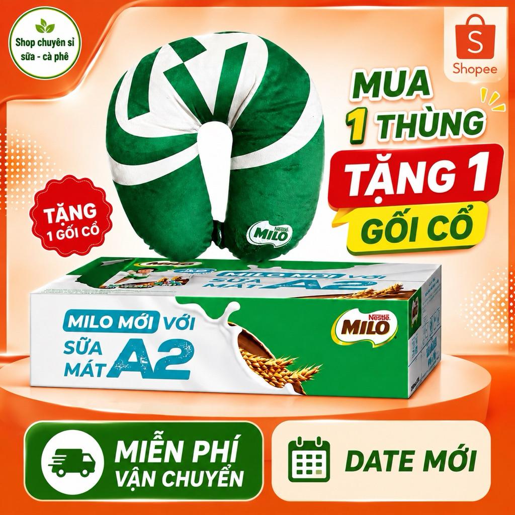 (Tặng Gối Cổ) Sữa Mát Lúa Mạch Milo 110ML Cao Cấp (48hộp x 110ML) Date Mới