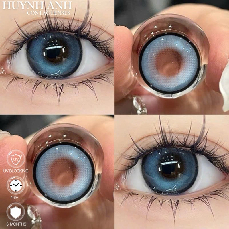 Lens Mắt Kính Áp Tròng xanh tây viền đen Bonnie Blue Dia 14.2mm Gdia 14.0mm