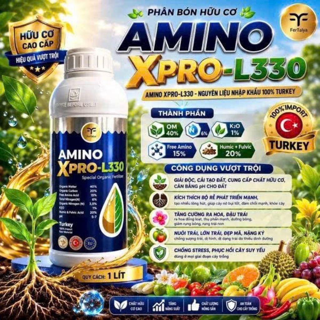 Hữu cơ amino-humic-fulvic nhập turkey chai 1lit
