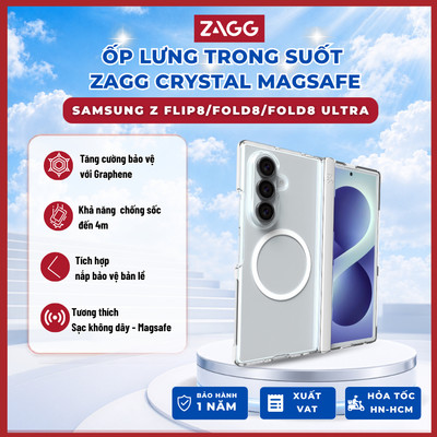 Ốp Lưng Trong Suốt ZAGG Crystal Palace Magsafe, SamSung Z Flip8/Fold8/Fold8 Ultra Chống Sốc Đến 4m