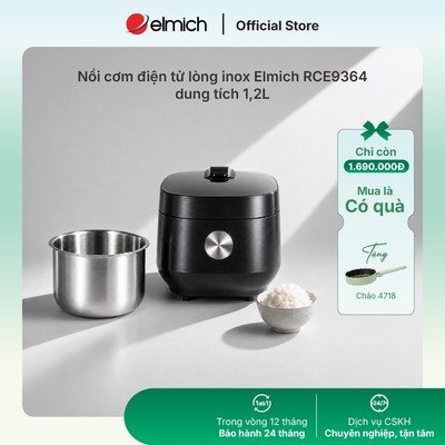 Nồi cơm điện tử lòng inox 304 liền khối Elmich RCE9364 dung tích 1,2L