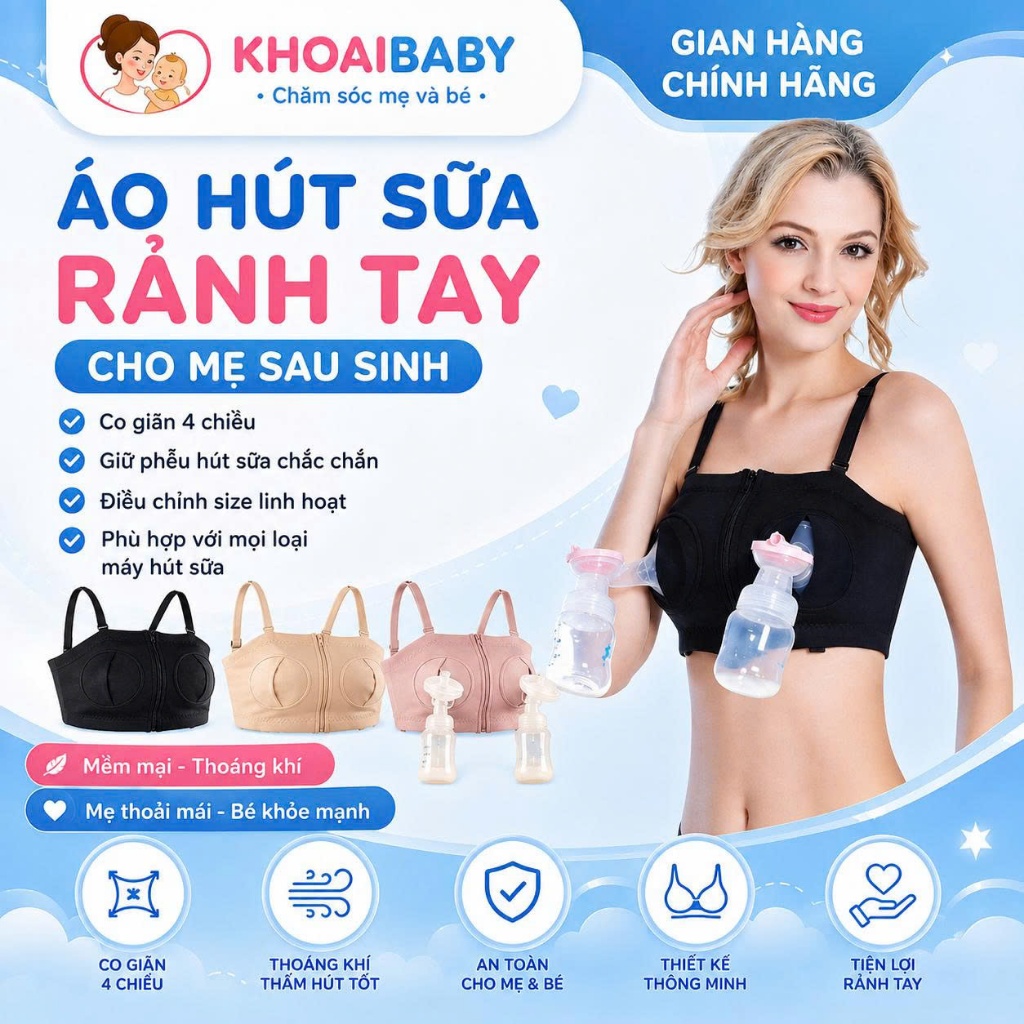 Áo Hút Sữa Rảnh Tay Cho Mẹ Sau Sinh Co Giãn 4 Chiều, Phù Hợp Nhiều Loại Máy Hút Sữa