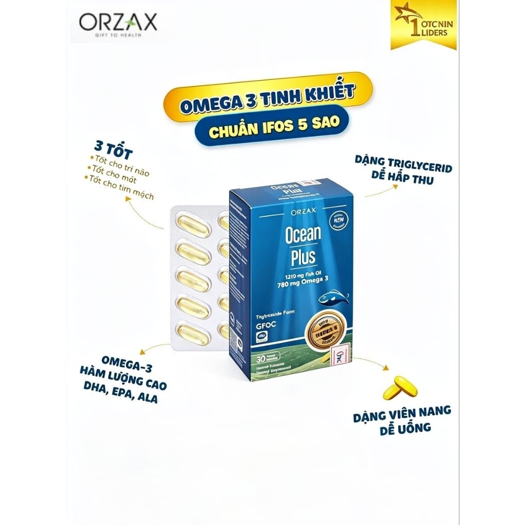 Ocean Plus Orzax H/30V Bổ sung Omega-3 cho trẻ 11+, mẹ bầu, người lớn