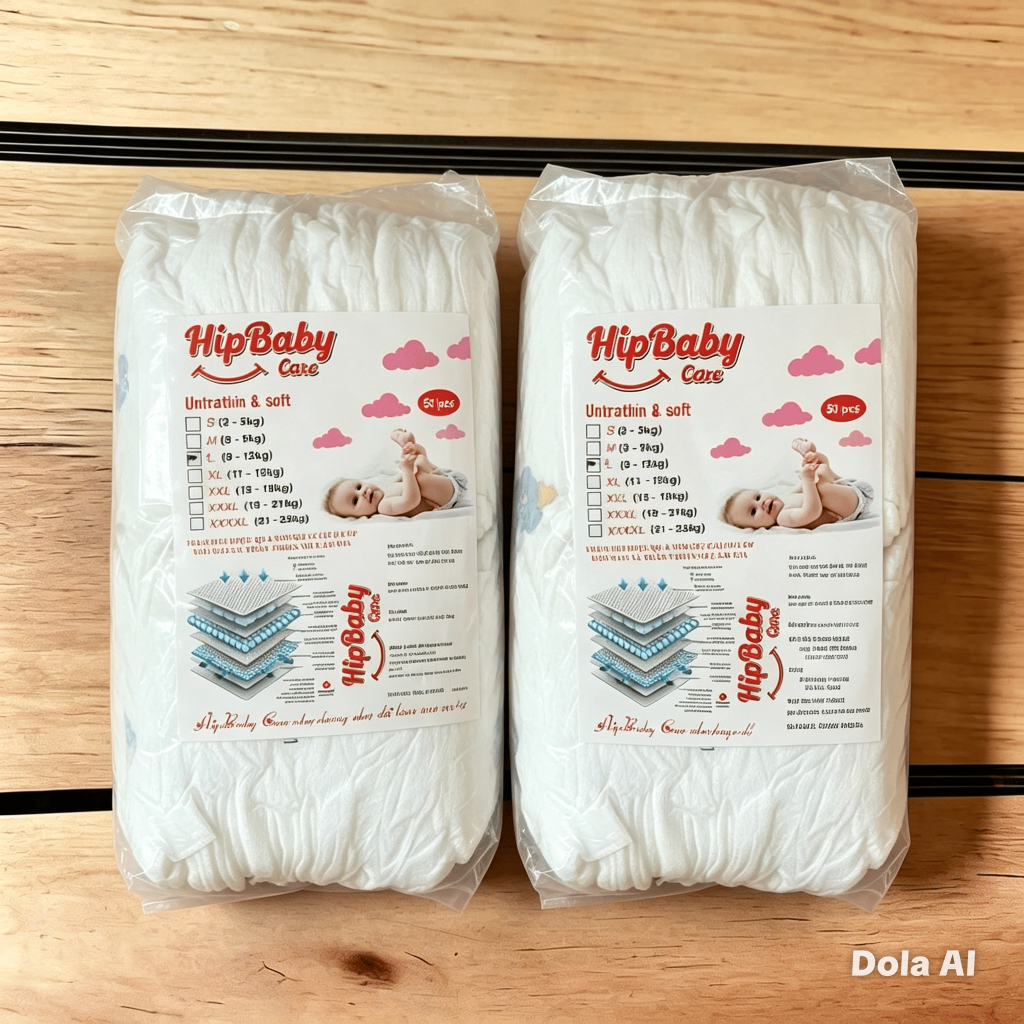 [Combo 100 miếng] Bỉm Quần HIPBABYCARE Form Xuông Mềm Mại, Thoáng Mát, Thấm Hút Tốt Đủ Size S-6XL HB